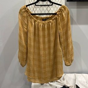 Off the shoulder or deep scoop neck